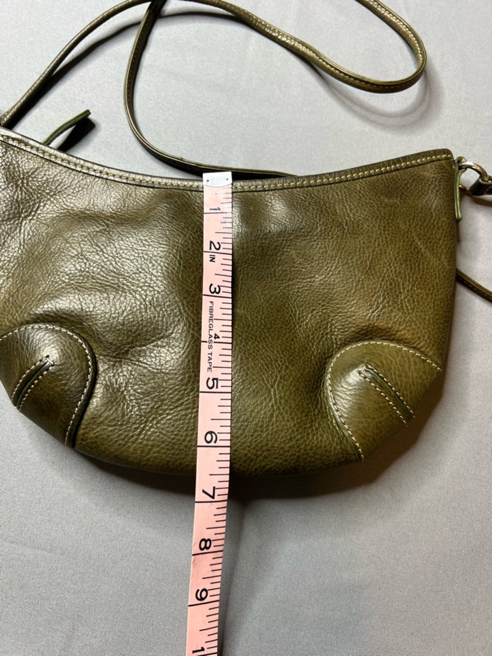 Olive Green Leather Crossbody Bag - Women's Shoulder Purse - Picture 8 of 10